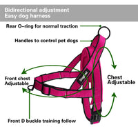 HKM-877139 Adjustable Nylon Dog Chest Harness with Traction Rope - Scalable in Blue, Black, Pink, and Rose Red