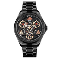 HKM-877139 Men's Mechanical Wind Quartz Watch with Three Rotatable Dials and Zinc Alloy Case