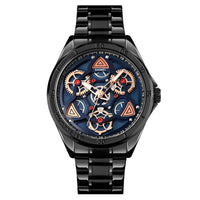 HKM-877139 Men's Mechanical Wind Quartz Watch with Three Rotatable Dials and Zinc Alloy Case