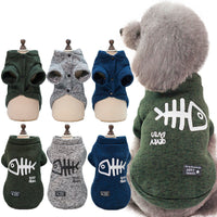 HKM-877203 Fishbone Pattern Casual Sweater for Small Dogs in Green, Gray, and Blue
