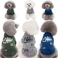 HKM-877203 Fishbone Pattern Casual Sweater for Small Dogs in Green, Gray, and Blue