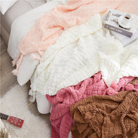 HKM-877203 Woven Tassels Casual Air Conditioning Blanket Shawl - Modern Design for Spring and Autumn (130x160CM)