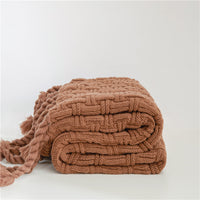 HKM-877203 Woven Tassels Casual Air Conditioning Blanket Shawl - Modern Design for Spring and Autumn (130x160CM)