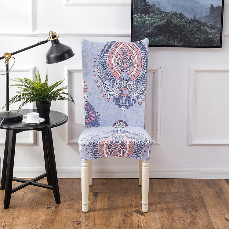 HKM-877331 Elastic Flower Dining Chair Cover in Polyester for Living Room and Events