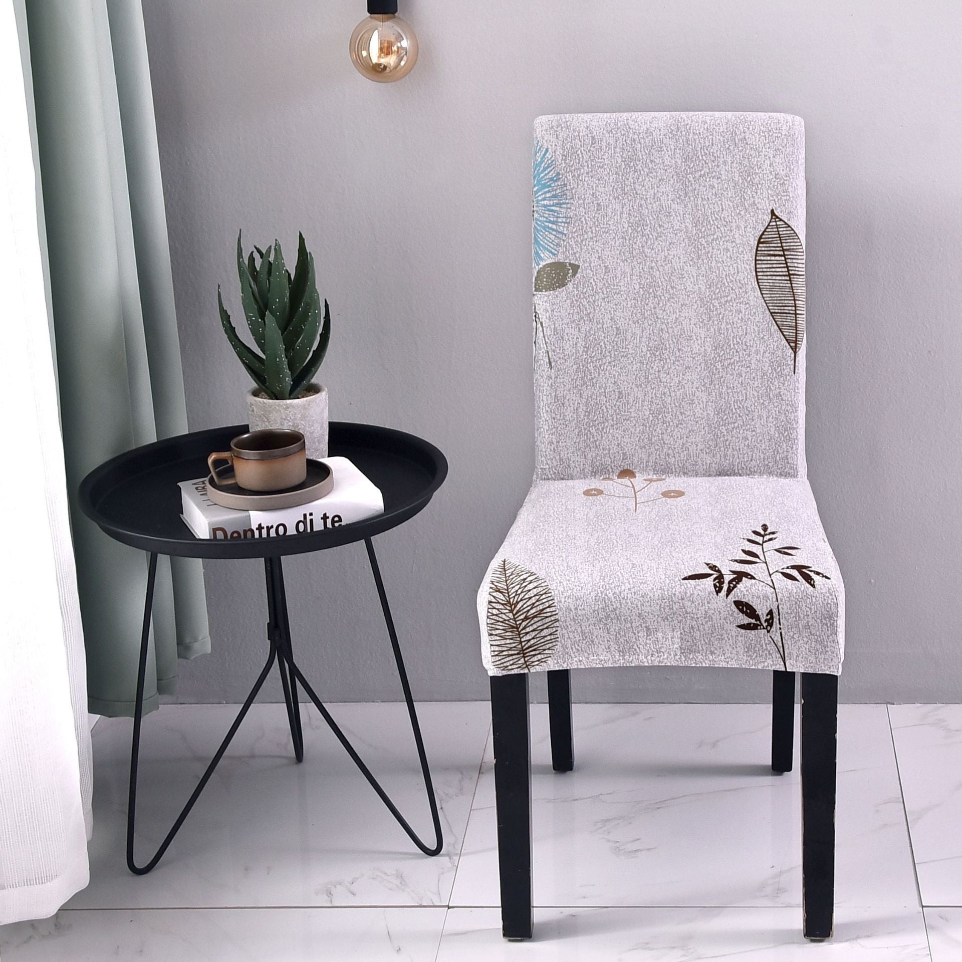 HKM-877331 Elastic Flower Dining Chair Cover in Polyester for Living Room and Events