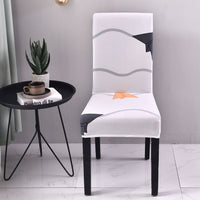 HKM-877331 Elastic Flower Dining Chair Cover in Polyester for Living Room and Events
