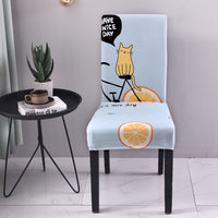HKM-877331 Elastic Flower Dining Chair Cover in Polyester for Living Room and Events