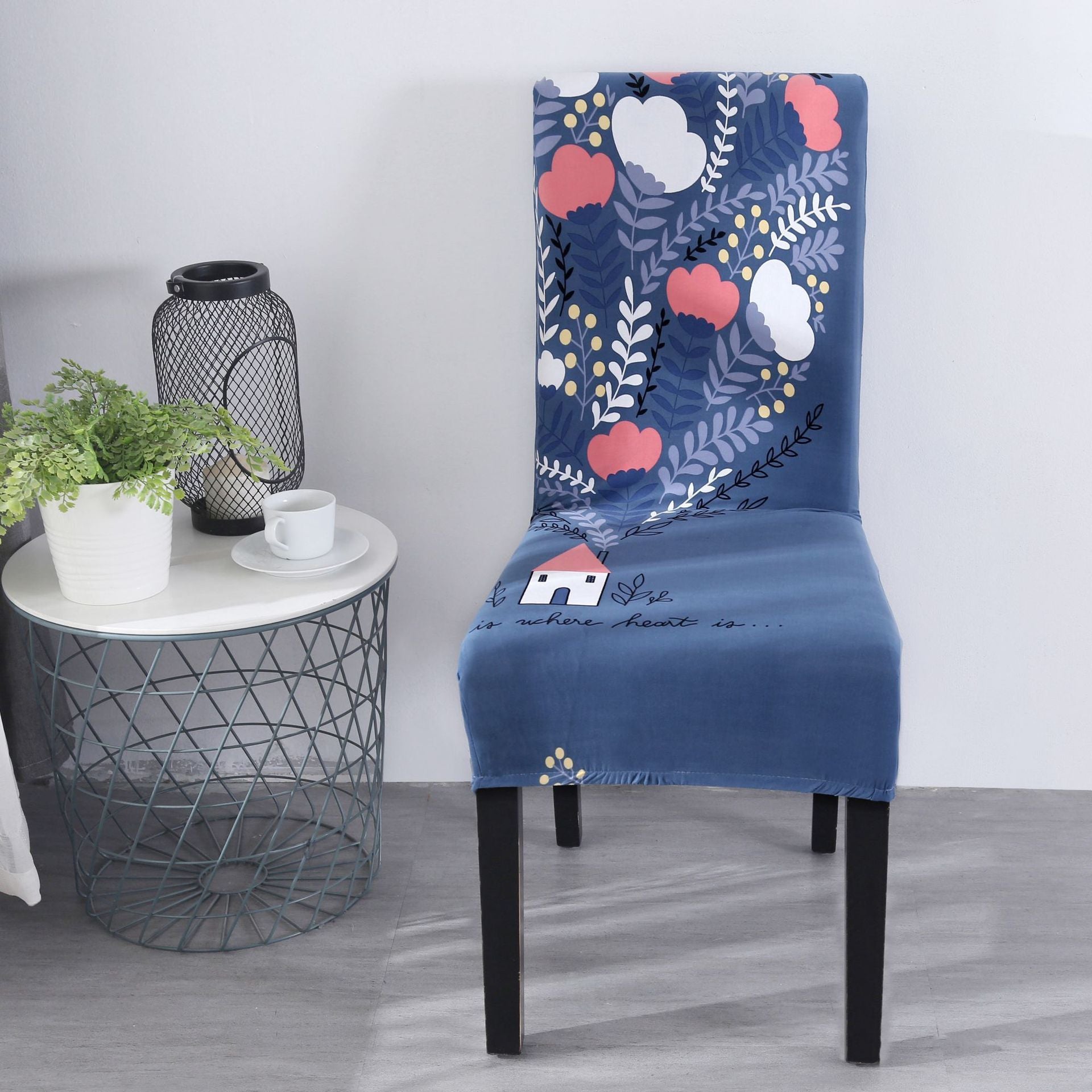 HKM-877331 Elastic Flower Dining Chair Cover in Polyester for Living Room and Events