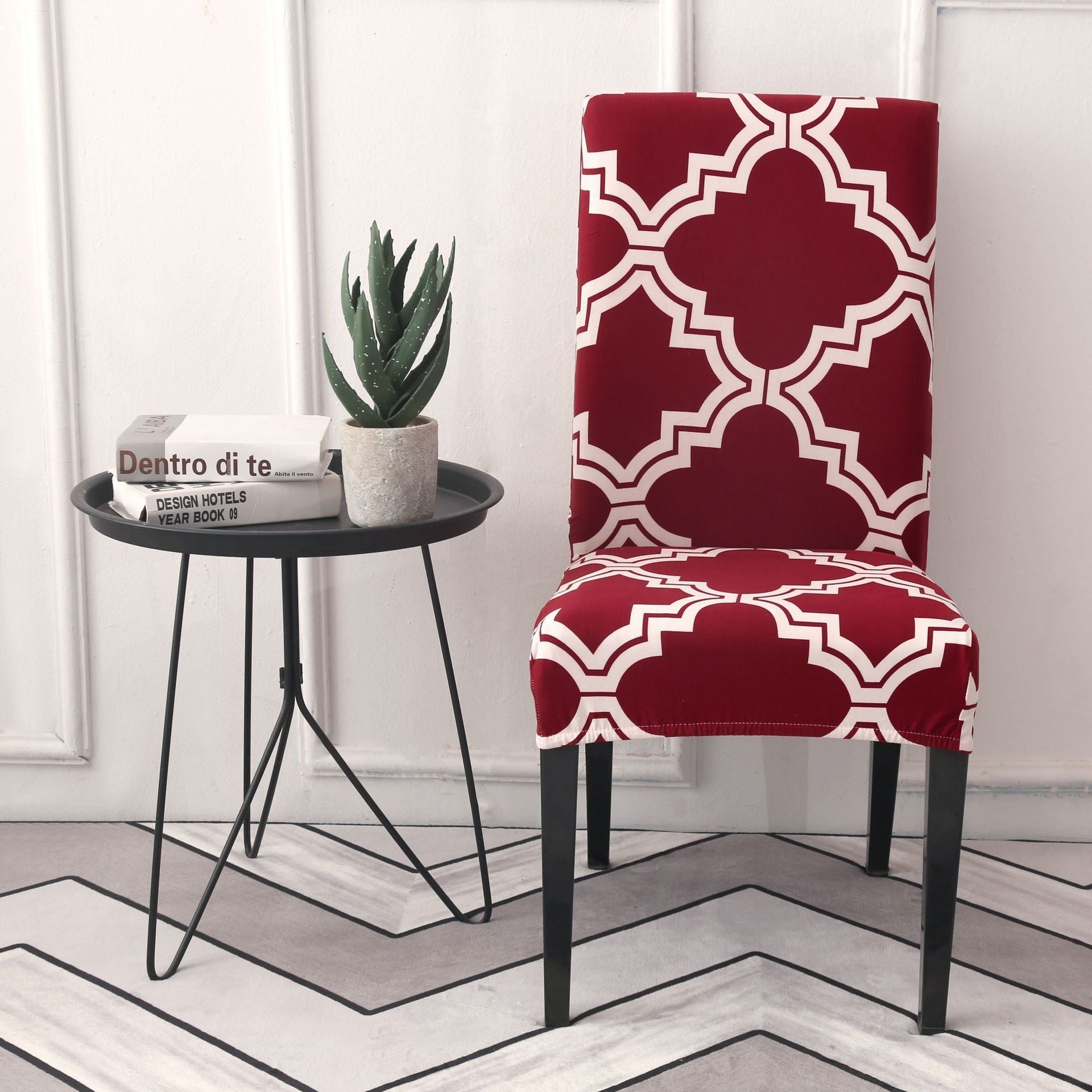 HKM-877331 Elastic Flower Dining Chair Cover in Polyester for Living Room and Events