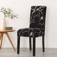 HKM-877331 Elastic Flower Dining Chair Cover in Polyester for Living Room and Events