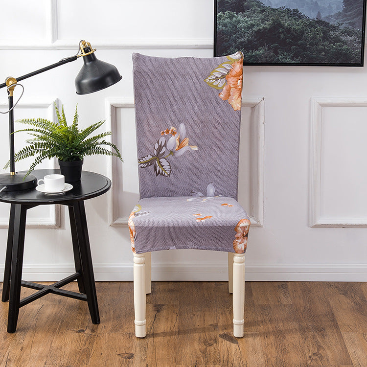 HKM-877331 Elastic Flower Dining Chair Cover in Polyester for Living Room and Events