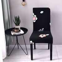 HKM-877331 Elastic Flower Dining Chair Cover in Polyester for Living Room and Events