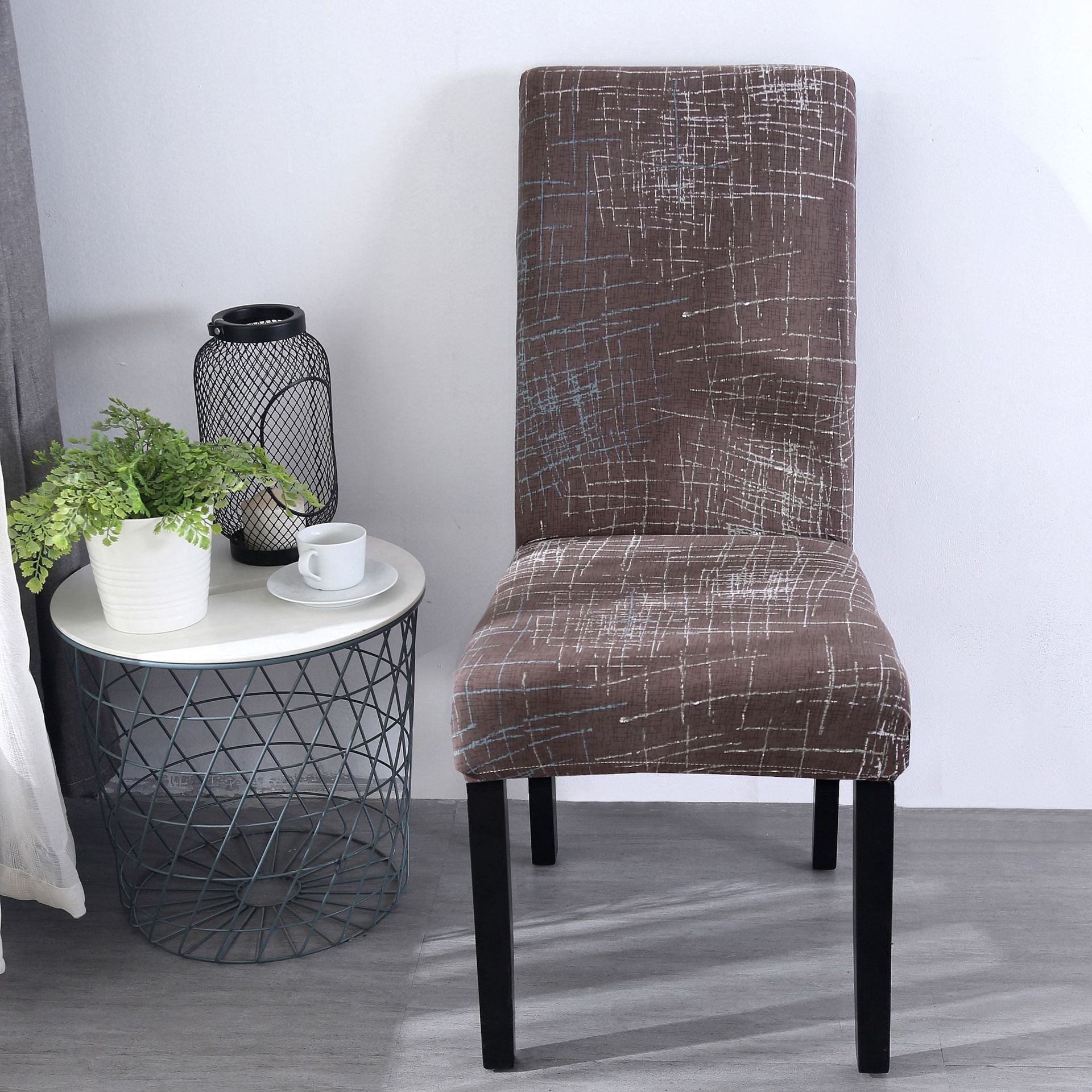 HKM-877331 Elastic Flower Dining Chair Cover in Polyester for Living Room and Events