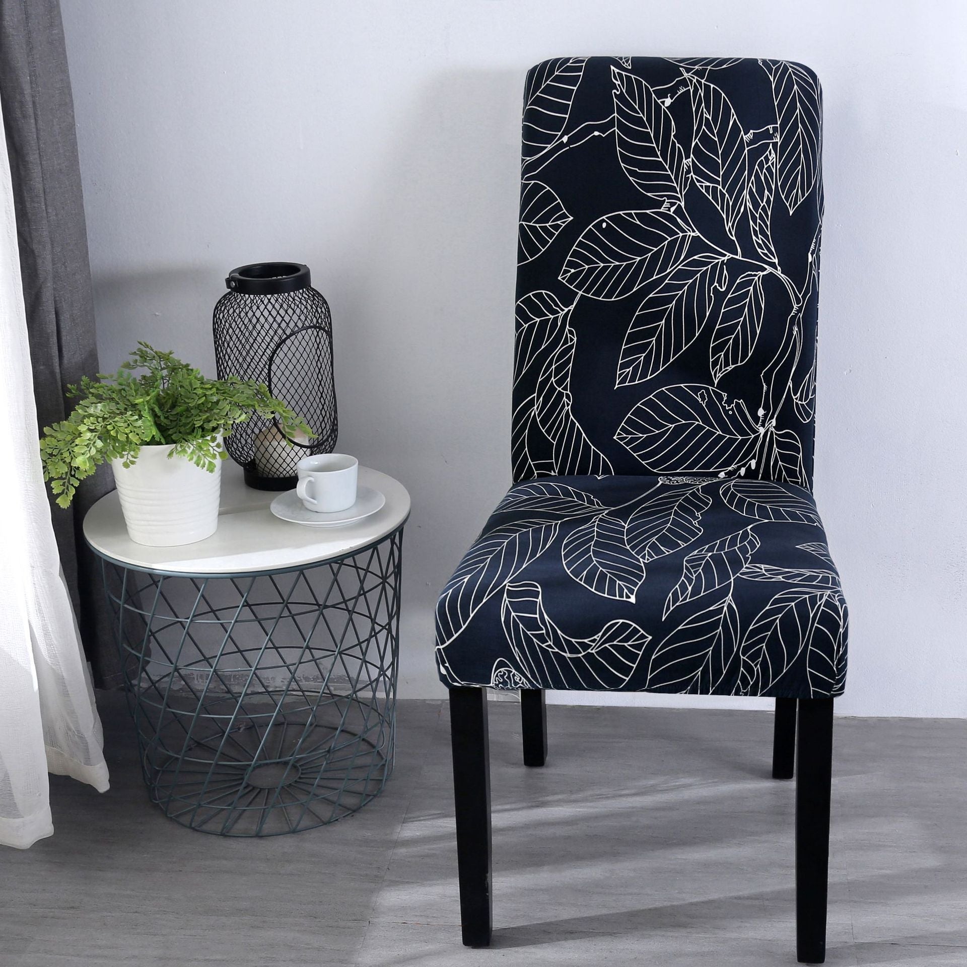 HKM-877331 Elastic Flower Dining Chair Cover in Polyester for Living Room and Events