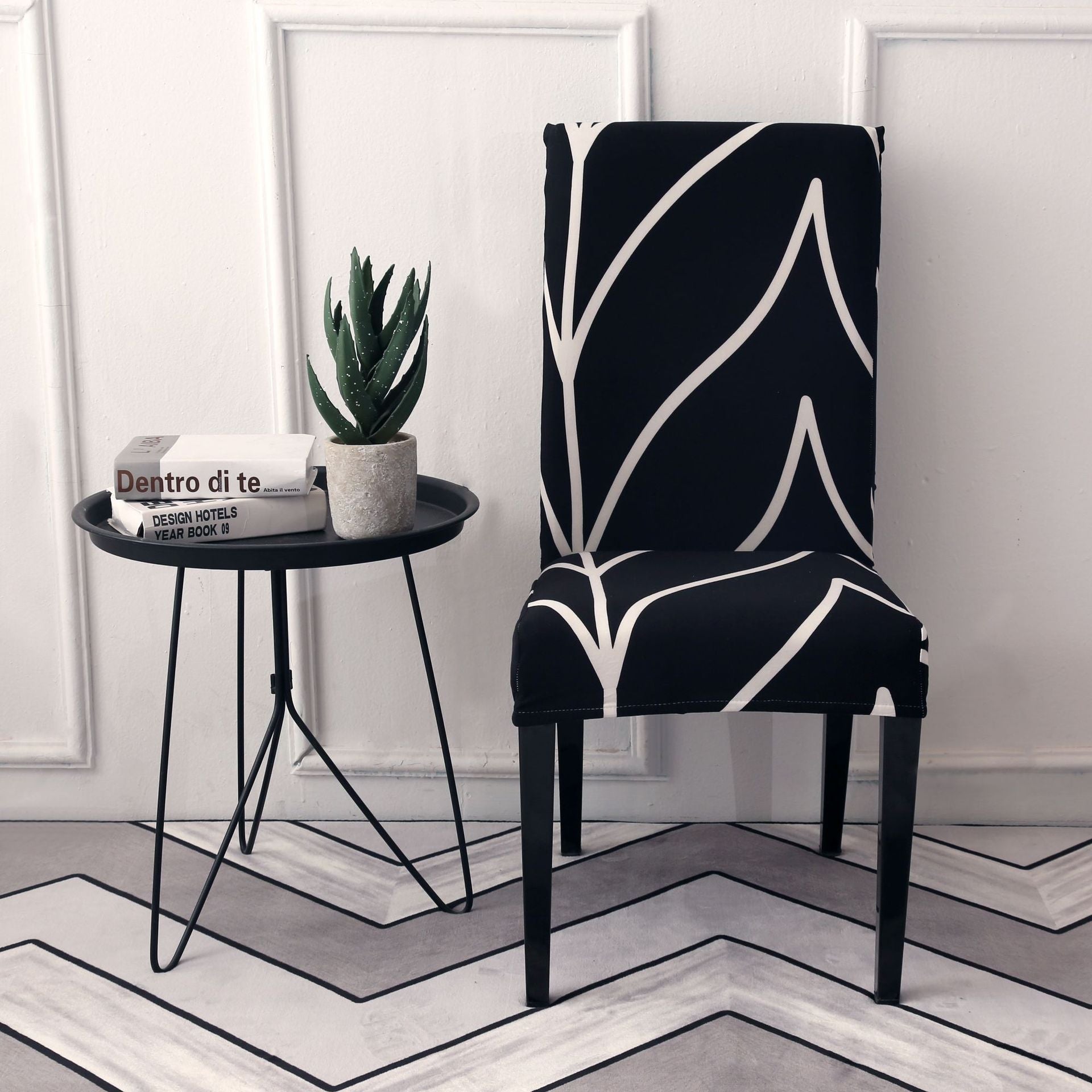 HKM-877331 Elastic Flower Dining Chair Cover in Polyester for Living Room and Events