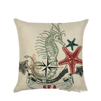 HKM-877459 Mediterranean Style Linen Pillowcase Featuring Steamship Pattern