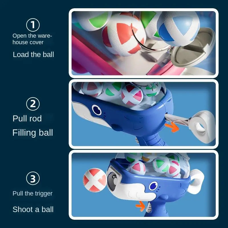 HKM-877459 Whale Shooting Sticky Ball Toy for Interactive Family Games