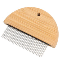 HKM-877459 Wooden Flea Comb for Cats, Dogs, and Rabbits - Rounded-Tip Teeth Grooming Tool for Tangles and Loose Fur