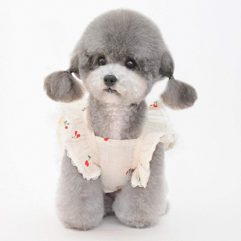 HKM-877651 Cherry Flying Sleeve Skirt for Dogs and Cats - Available in Multiple Sizes
