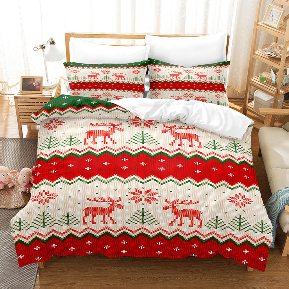 HKM-877779 3D Digital Print Christmas Duvet Cover & Pillowcase Set - Multiple Sizes Available