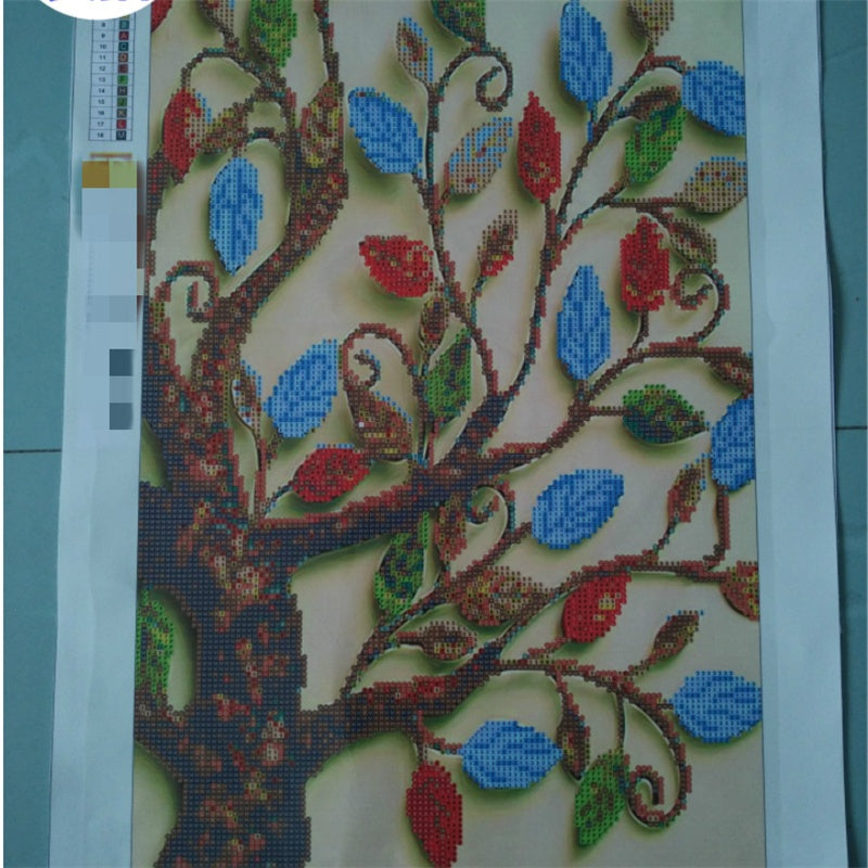HKM-877779 5D Diamond Painting Kit - Fortune Tree Design, Frameless Canvas Art, Multiple Sizes Available