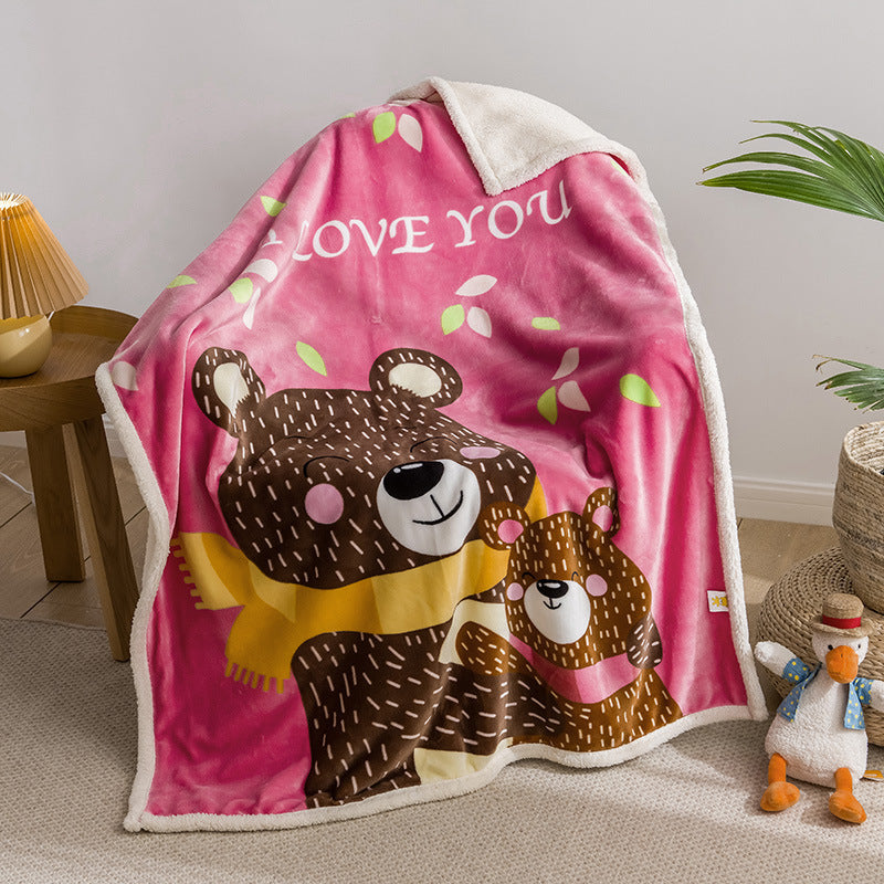 HKM-877779 Children's Coral Polyester Cashmere Blanket - Modern Chinese Style, 100x140cm