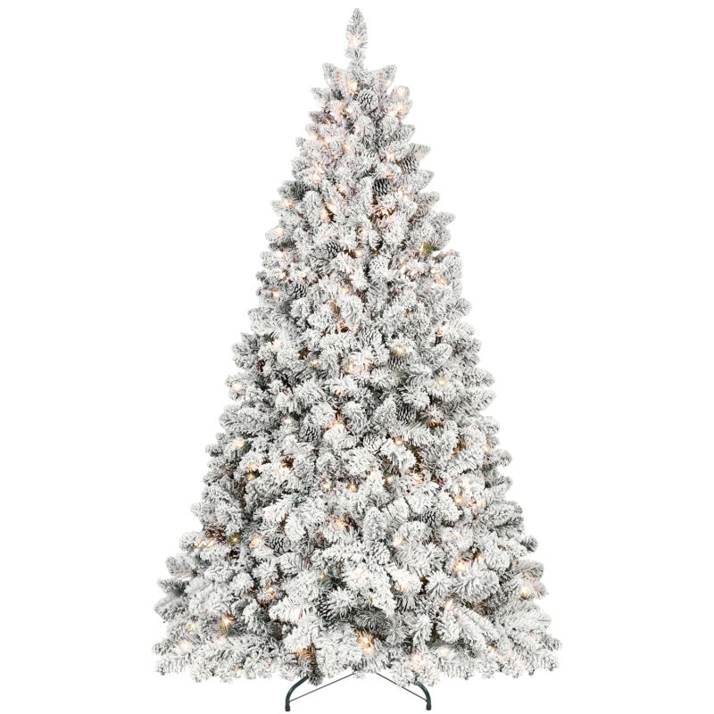 HKM-877907 Mixed Flocked PVC Christmas Tree with Pine Cones and UL Warm Lights - Multiple Heights Available