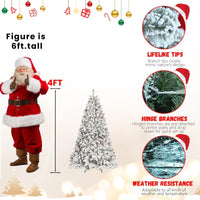 HKM-877907 Mixed Flocked PVC Christmas Tree with Pine Cones and UL Warm Lights - Multiple Heights Available
