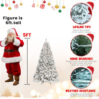 HKM-877907 Mixed Flocked PVC Christmas Tree with Pine Cones and UL Warm Lights - Multiple Heights Available