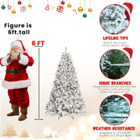 HKM-877907 Mixed Flocked PVC Christmas Tree with Pine Cones and UL Warm Lights - Multiple Heights Available