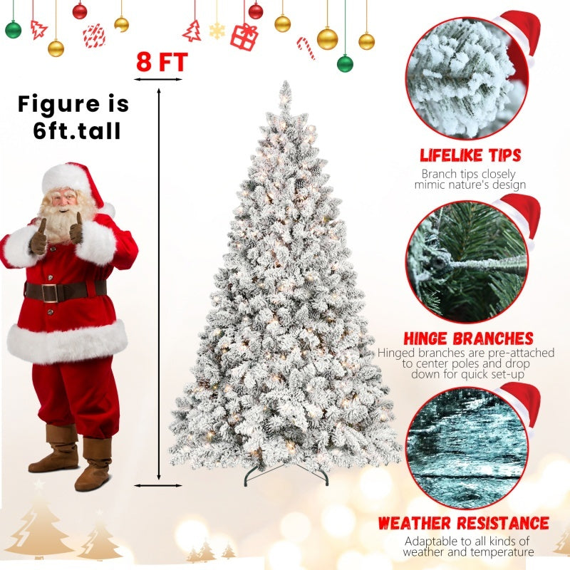 HKM-877907 Mixed Flocked PVC Christmas Tree with Pine Cones and UL Warm Lights - Multiple Heights Available