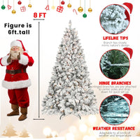 HKM-877907 Mixed Flocked PVC Christmas Tree with Pine Cones and UL Warm Lights - Multiple Heights Available