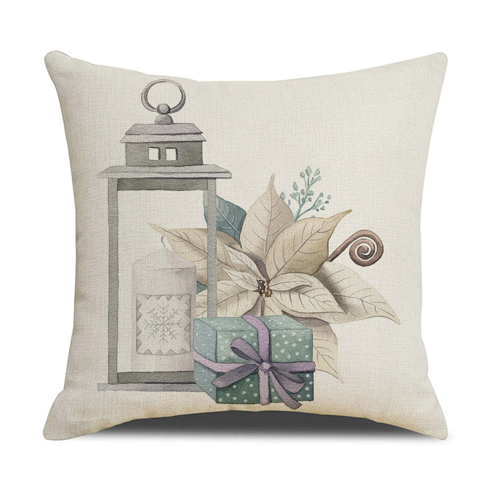 HKM-877907 Watercolor Floral Linen Pillow Cover - 45x45cm Modern Design