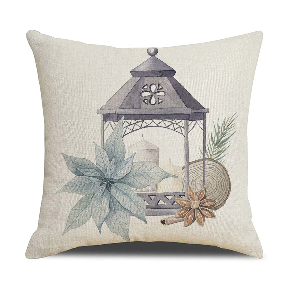 HKM-877907 Watercolor Floral Linen Pillow Cover - 45x45cm Modern Design