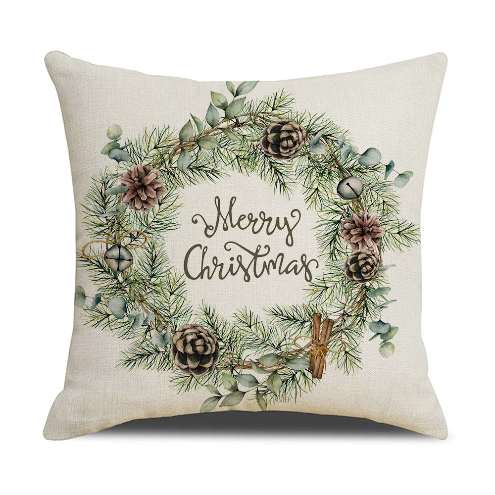 HKM-877907 Watercolor Floral Linen Pillow Cover - 45x45cm Modern Design