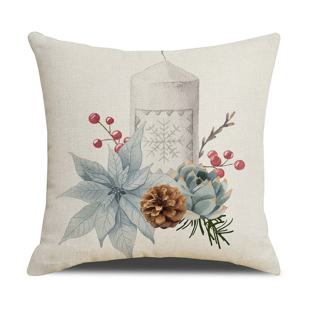 HKM-877907 Watercolor Floral Linen Pillow Cover - 45x45cm Modern Design