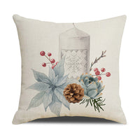 HKM-877907 Watercolor Floral Linen Pillow Cover - 45x45cm Modern Design