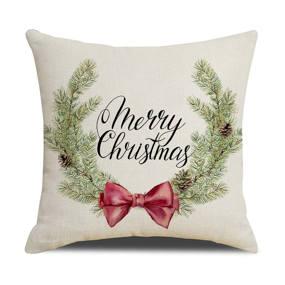HKM-877907 Watercolor Floral Linen Pillow Cover - 45x45cm Modern Design