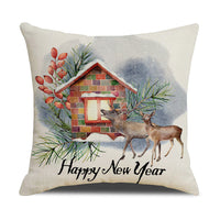 HKM-877907 Watercolor Floral Linen Pillow Cover - 45x45cm Modern Design