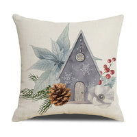HKM-877907 Watercolor Floral Linen Pillow Cover - 45x45cm Modern Design