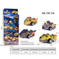 HKM-878035 Dinosaur Pull Back Car - Multi-Style Friction Toy for Kids Ages 5 and Up, PVC Material, Convenient Packaging