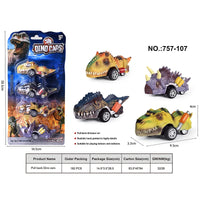 HKM-878035 Dinosaur Pull Back Car - Multi-Style Friction Toy for Kids Ages 5 and Up, PVC Material, Convenient Packaging