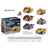 HKM-878035 Dinosaur Pull Back Car - Multi-Style Friction Toy for Kids Ages 5 and Up, PVC Material, Convenient Packaging