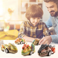 HKM-878035 Dinosaur Pull Back Car - Multi-Style Friction Toy for Kids Ages 5 and Up, PVC Material, Convenient Packaging