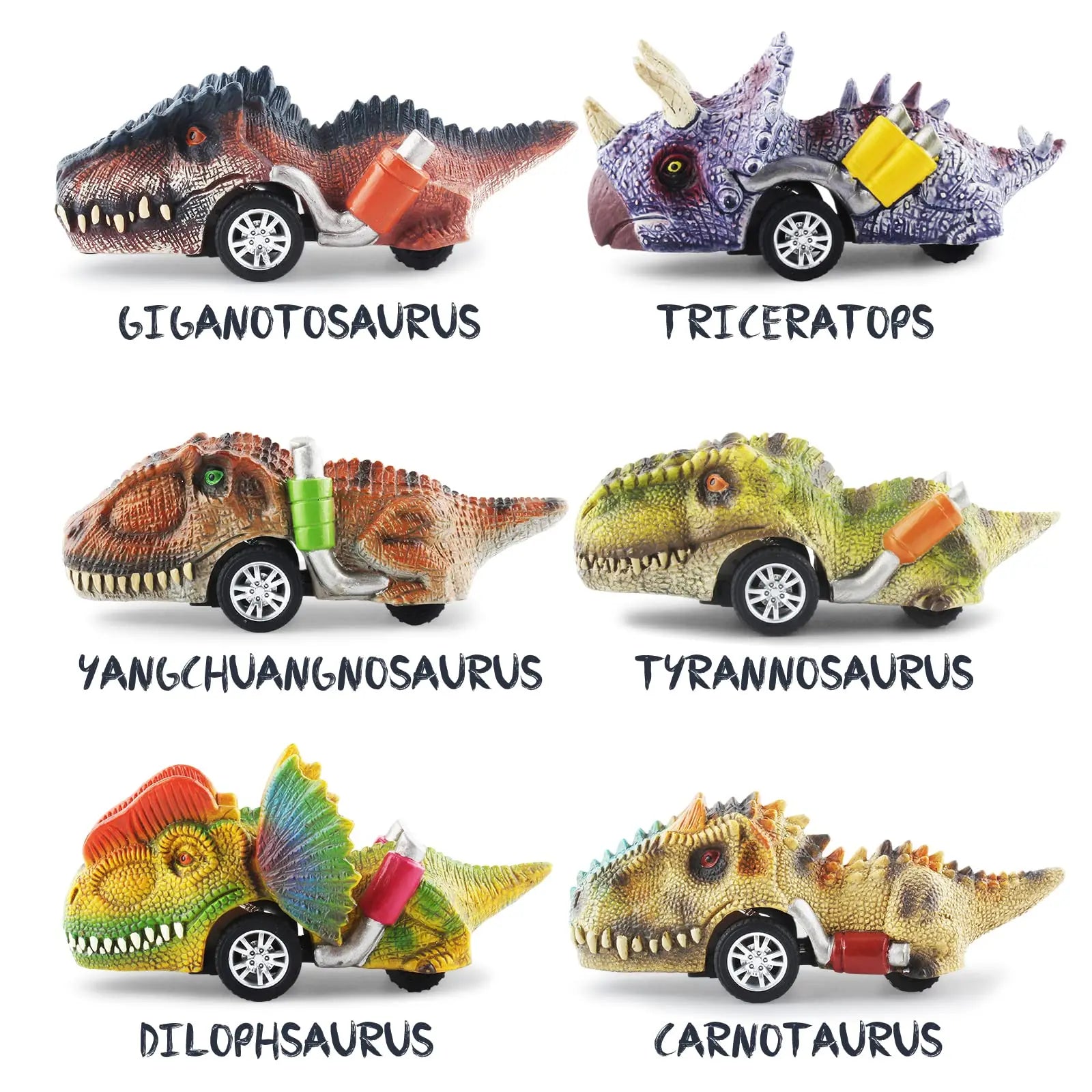 HKM-878035 Dinosaur Pull Back Car - Multi-Style Friction Toy for Kids Ages 5 and Up, PVC Material, Convenient Packaging