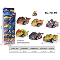 HKM-878035 Dinosaur Pull Back Car - Multi-Style Friction Toy for Kids Ages 5 and Up, PVC Material, Convenient Packaging