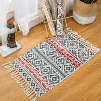 HKM-878099 Bohemian Hand-Woven Cotton and Linen Blend Floor Mat