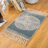 HKM-878099 Bohemian Hand-Woven Cotton and Linen Blend Floor Mat