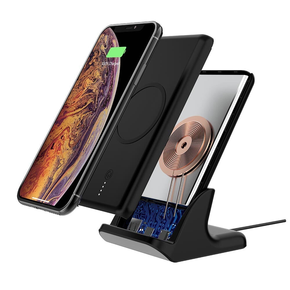 HKM-878163 Ultra-Thin Wireless Mobile Power Bank with Large-Capacity Lithium Battery and USB Interface