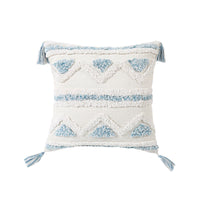 HKM-878227 Blue Geometric Tufted Cotton and Linen Pillow Cover, Available in Multiple Sizes